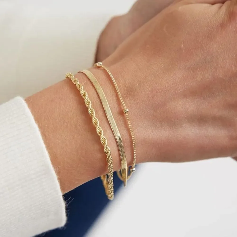 NEW 14K Gold Plated Elegant Gold Bracelet Set
